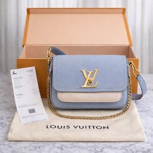 Louis Vuitton LockMe Tender Blue Leather Shoulder Bag | Full Set Authentic